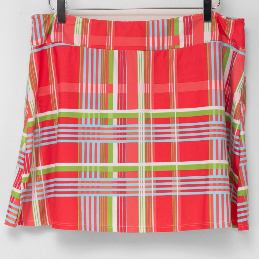 Jude Connally Sonia Skort Plaid Multicolor Coral Pink, Blue, Green, White XL - Picture 2 of 6